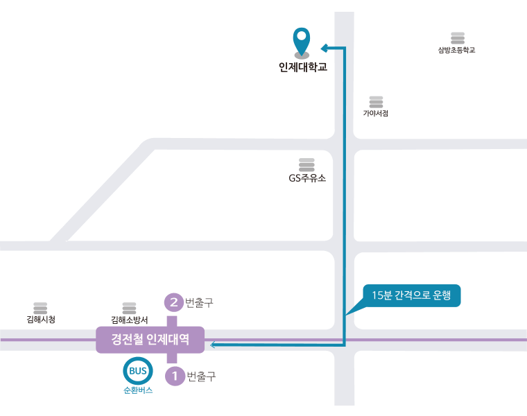 인제대 순환버스/경전철 지도